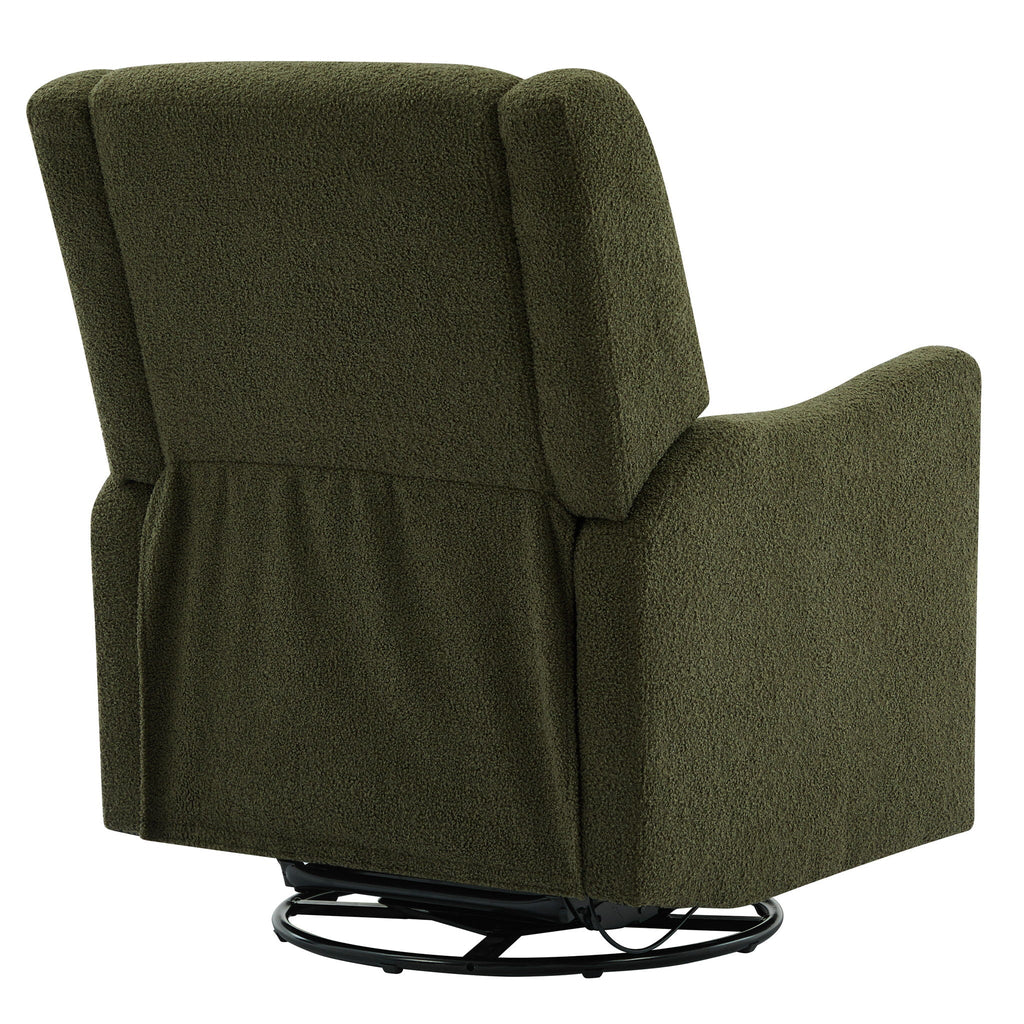 Wide Wingback Swivel Glider Rocker Recliner Chair with 360-Degree Swivel - Dark Green or Beige