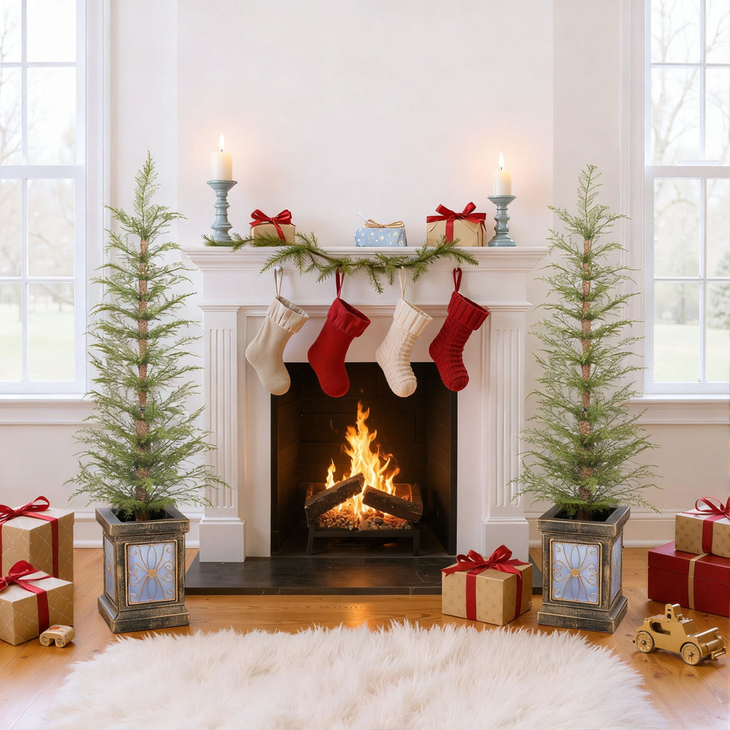4Ft Pre Lit Artificial Christmas Tree 2 Piece Set with Pre-lit Lights - Green