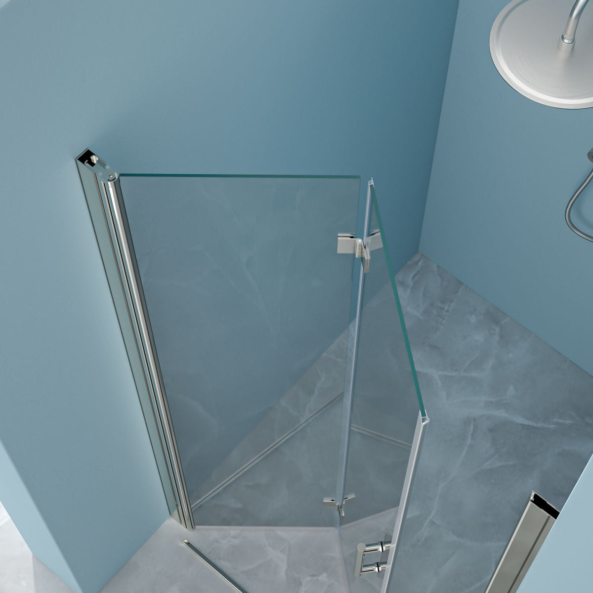 Fold Frameless Shower Door with Tempered Glass - Bi-Fold Modern Design
