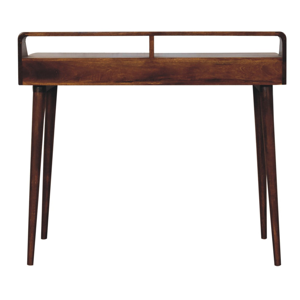 Elevated Chestnut Console Table with 2 Drawers and Nordic Legs - Chestnut