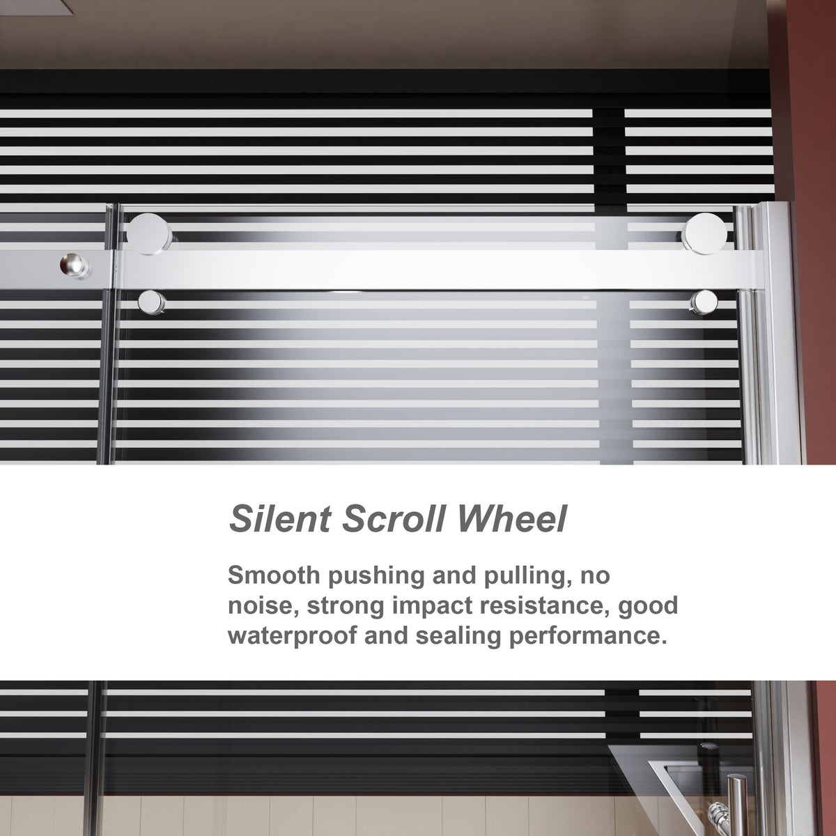 Frameless Shower Door Single Sliding with Adjustable Zinc Roller Rail - Chrome