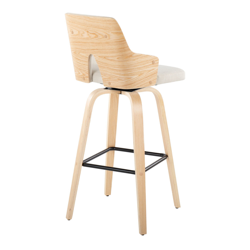 Stella Contemporary Fixed Height Barstool Set with Swivel Square Footrest - Dark Gray or Beige