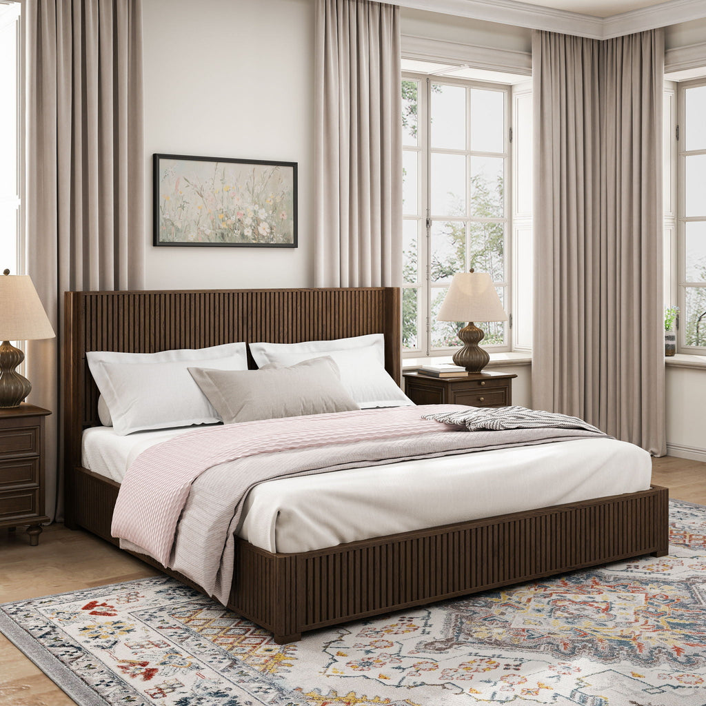 Platform Bed Frame with Headboard, Floor Standing Design - Queen & King