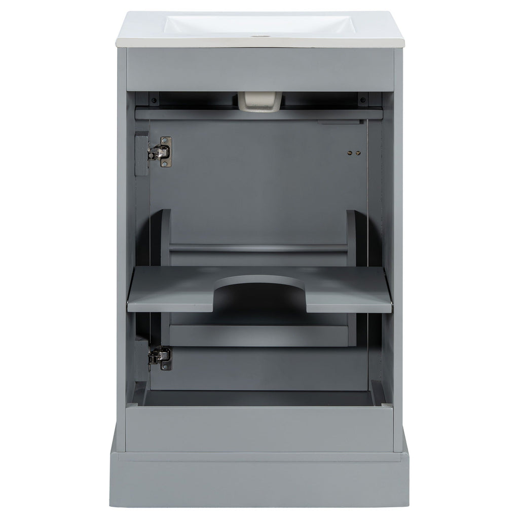 Elegant Bathroom Vanity with Ceramic Sink and Soft-Close Door - Multiple Colors