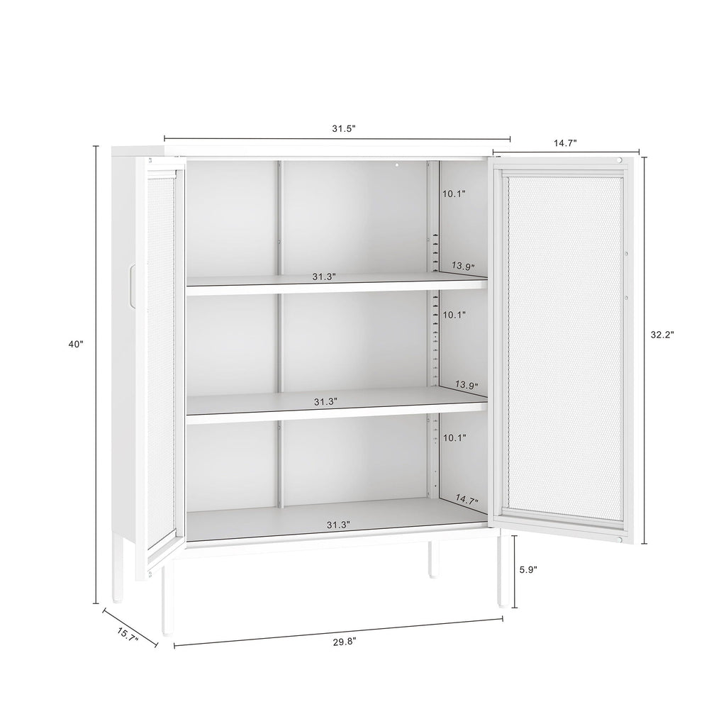 Metal Accent Cabinet with Adjustable Shelves - Black, Green, or White
