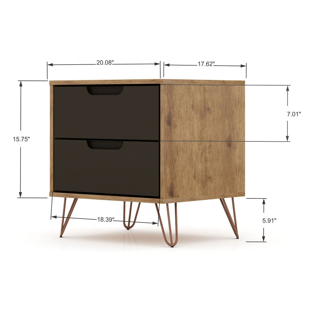 2 Drawer Nightstand with Durable Splayed Legs - Multiple Colors