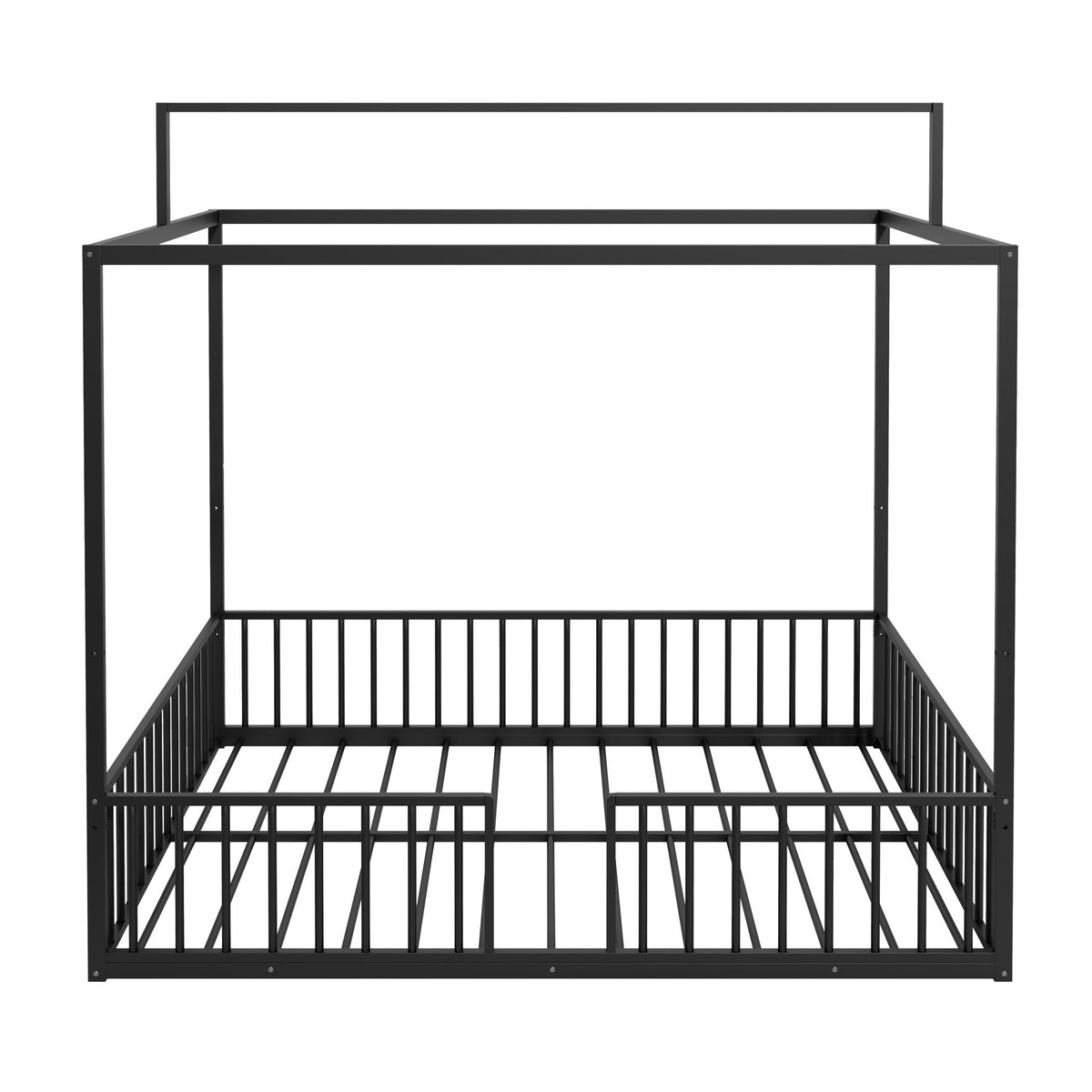 3 In 1 Convertible Montessori Floor Bed with Fenced Support - Full