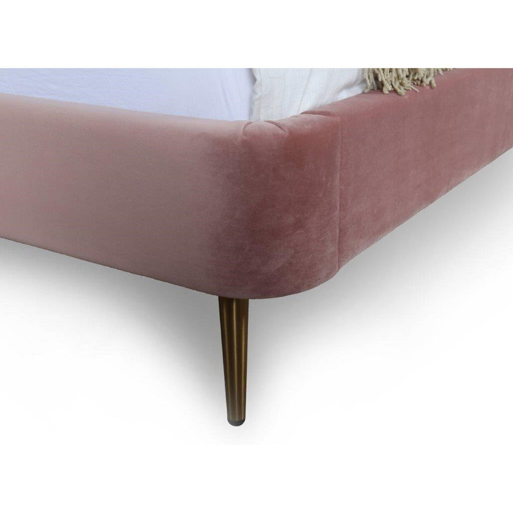 Heather Upholstered Bed with Curved Headboard - Multiple Colors