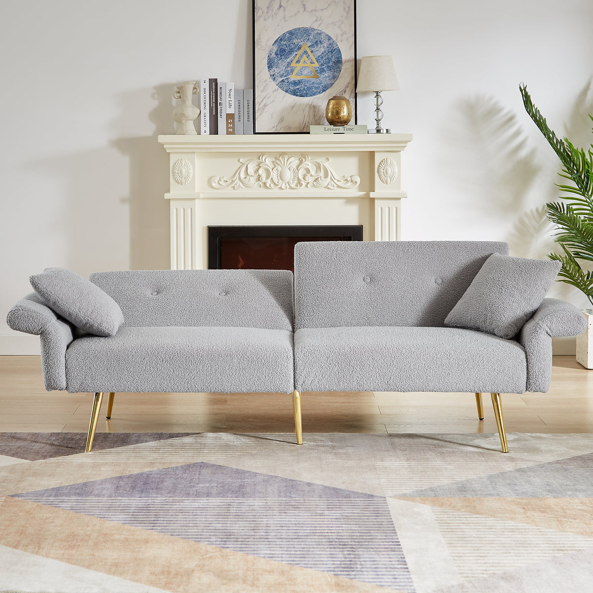 Modern Teddy Upholstered Accent Loveseat Sofa with Side Pocket - White