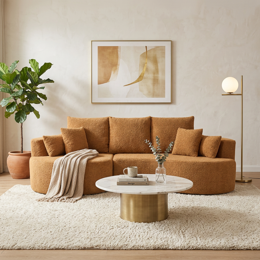 106 in. 2-Piece Fabric Cloud Curved Sectional Boucle Sofa with Chaise Lounge - Nomad