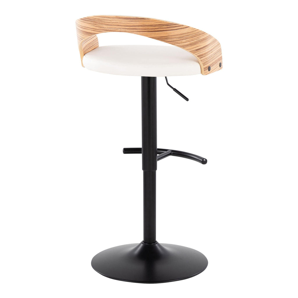Adjustable Swivel Barstool Set with Cushioned Seat and T Footrest - White or Black
