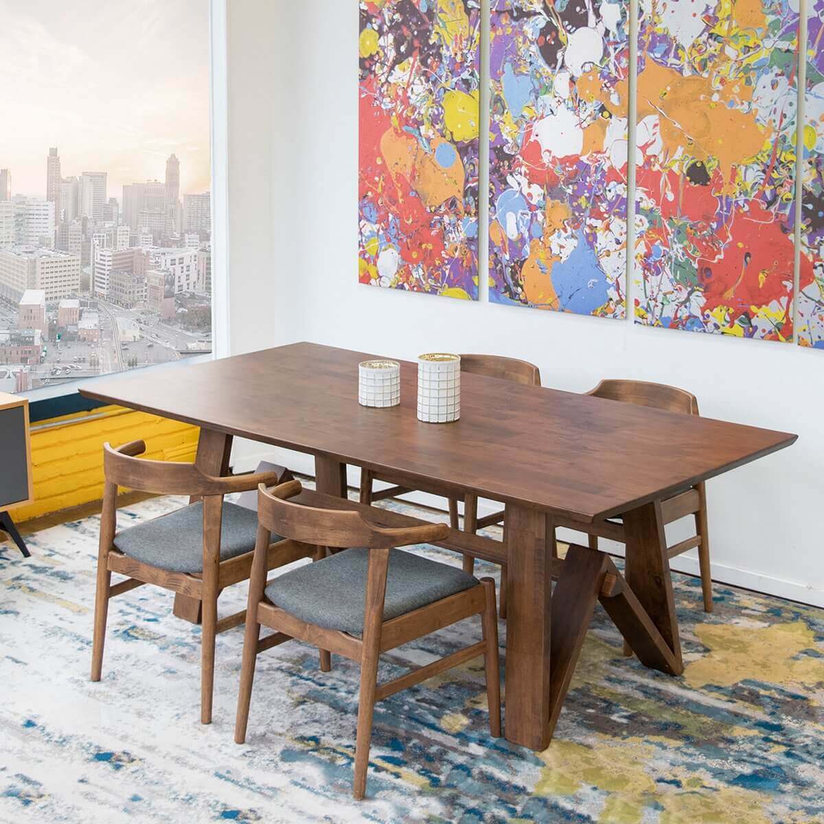 Trimont Solid Wood Dining Table with Modern Design - Natural Wood