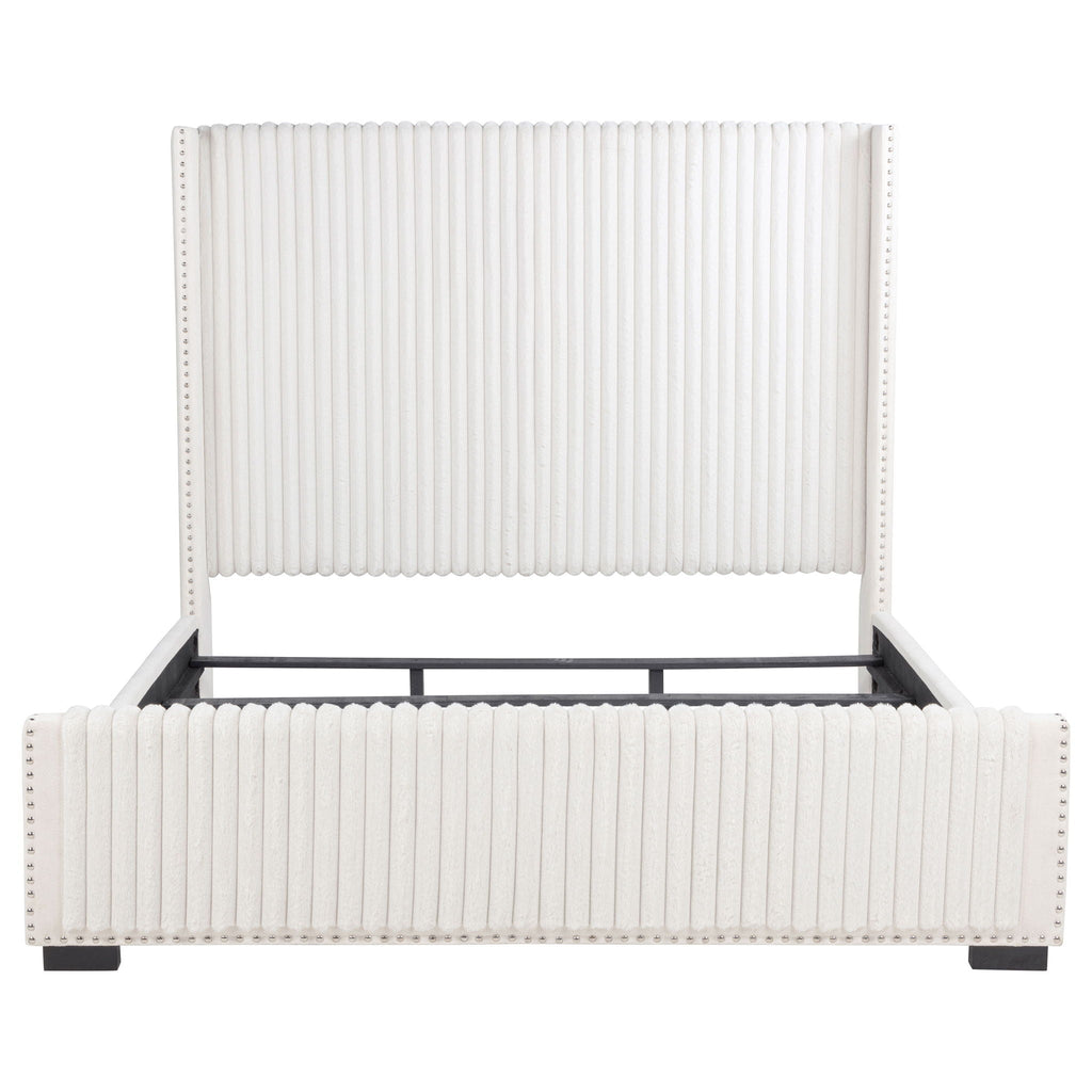 Natasha 65-inch Upholstered Eastern King Wingback Bed Cream
