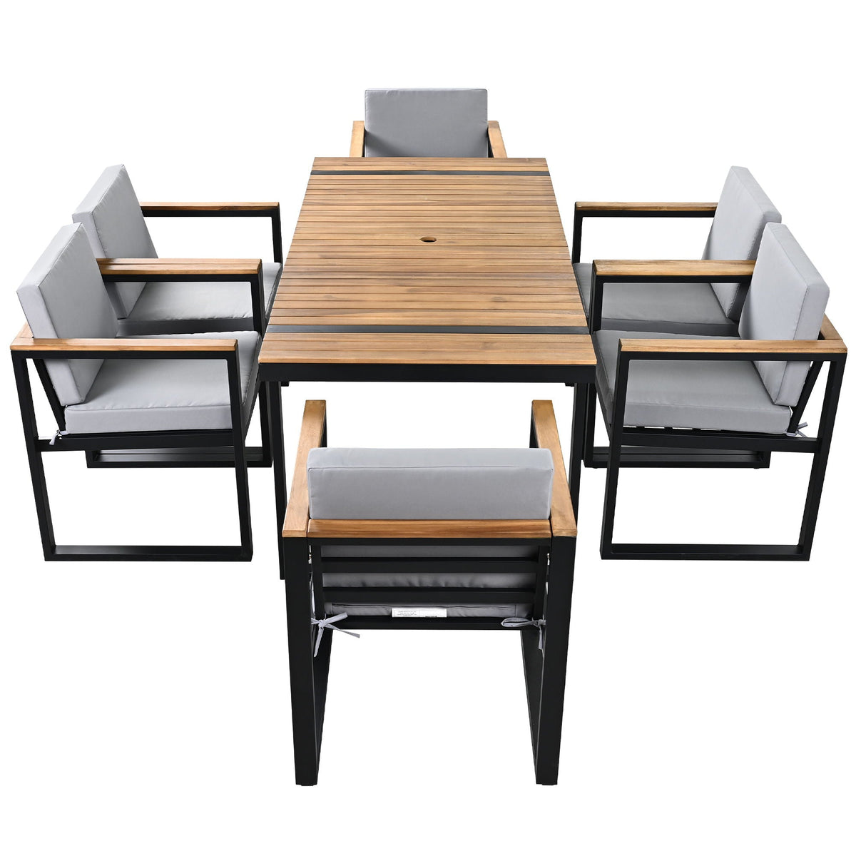 7 Piece Outdoor Dining Set with Removable Cushions - Gray or Beige