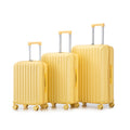 3-Piece ABS Hard Case Luggage Set with Spinner Wheels and USB Port - Yellow