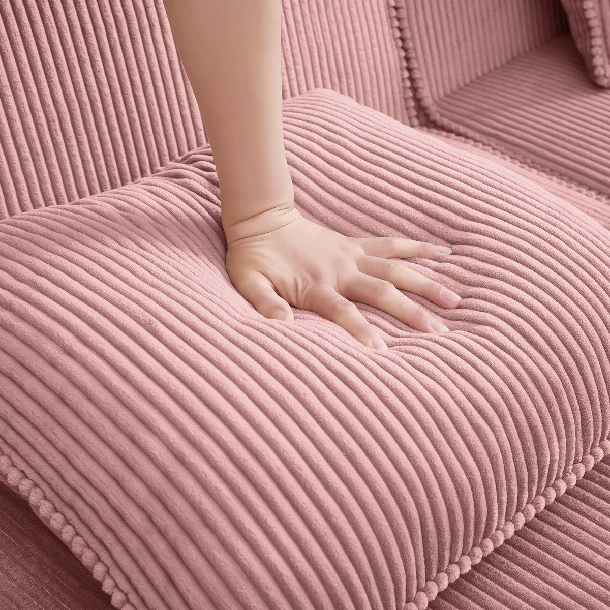 Armless Corduroy Sofa With Pillow - Pink
