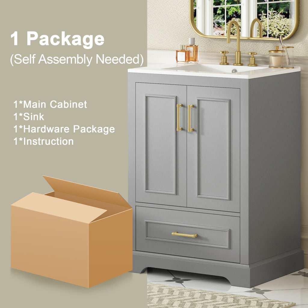 Bathroom Vanity with Sink and Soft Close Doors - White, Black, Green, or Gray