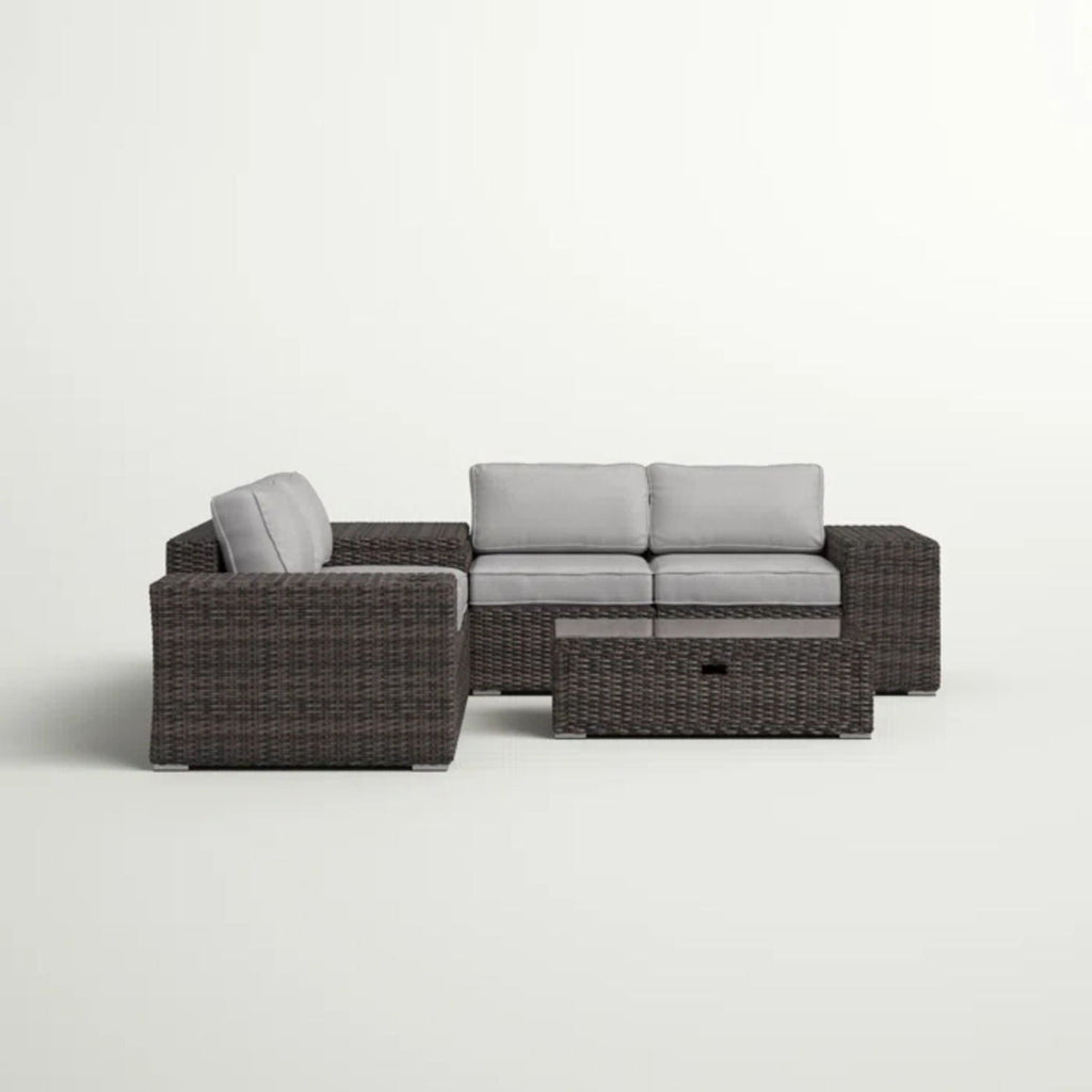 Modern Patio Rattan Sectional Set with Cushions - Multiple Set Options