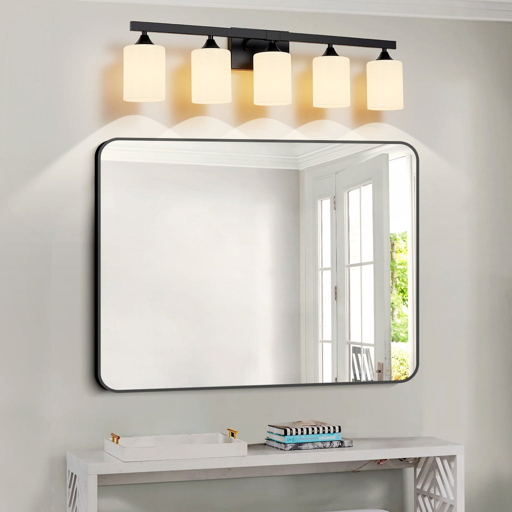 5-Light Bathroom Lighting with Matte Black Finish - Black