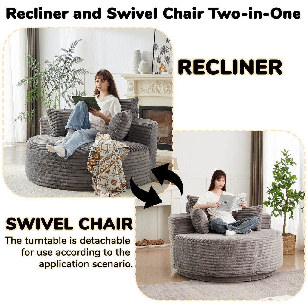 Swivel Sleeper Chair with Supportive Pillow and 360° Base - Multiple Colors