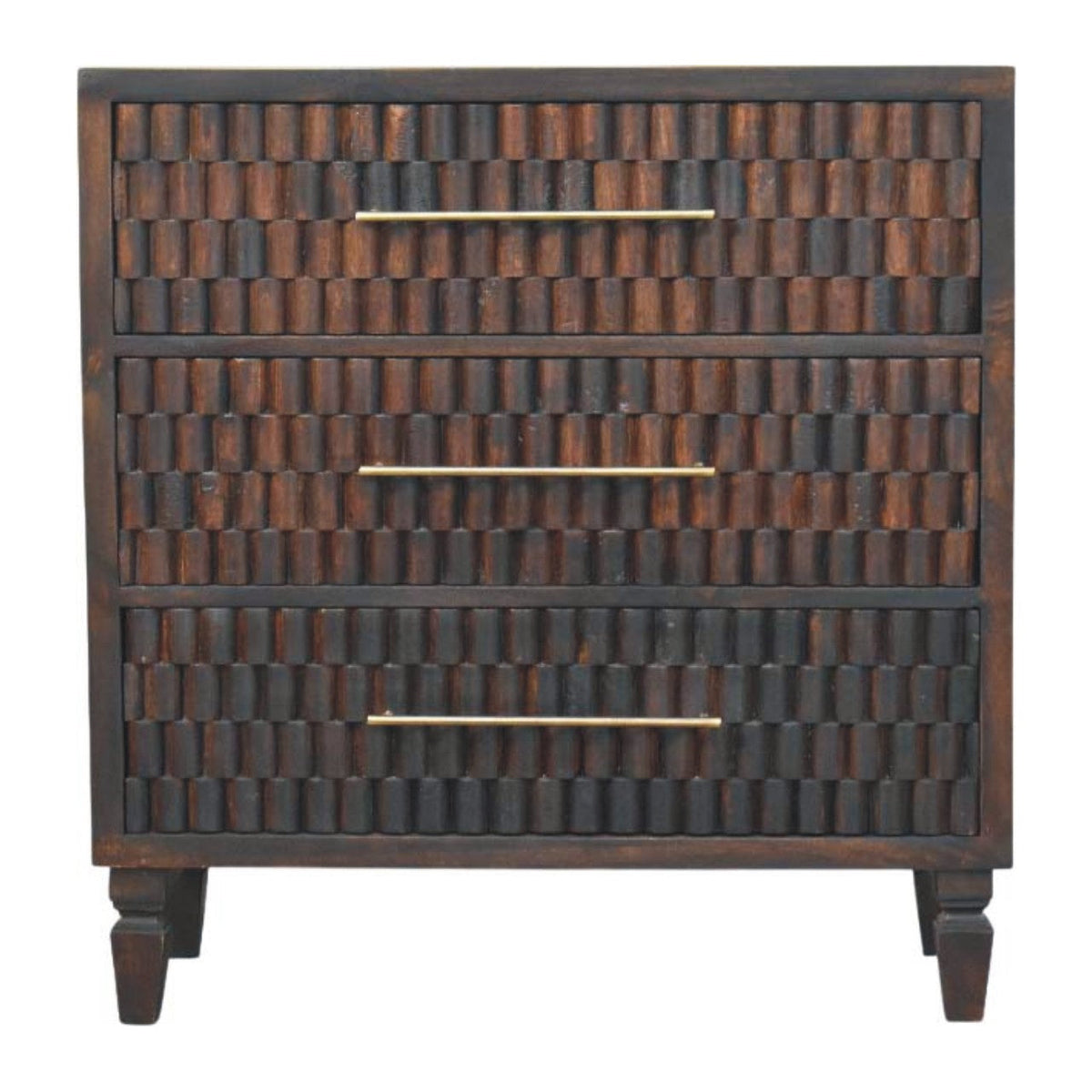 Solid Wood Arno Chest with Sculptural Design - Velvet Mocha