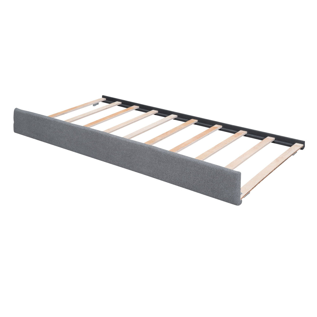 Upholstered Platform Bed With Trundle and LED Lights - Full or Queen