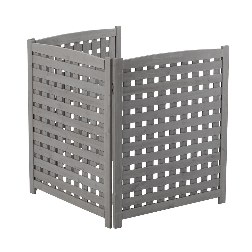 3 Panel Outdoor Air Conditioner Fence Screen with Solid Wood - Light Brown or Dark Gray