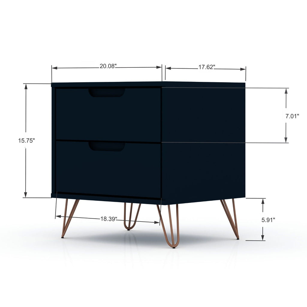 2 Drawer Nightstand with Durable Splayed Legs - Multiple Colors