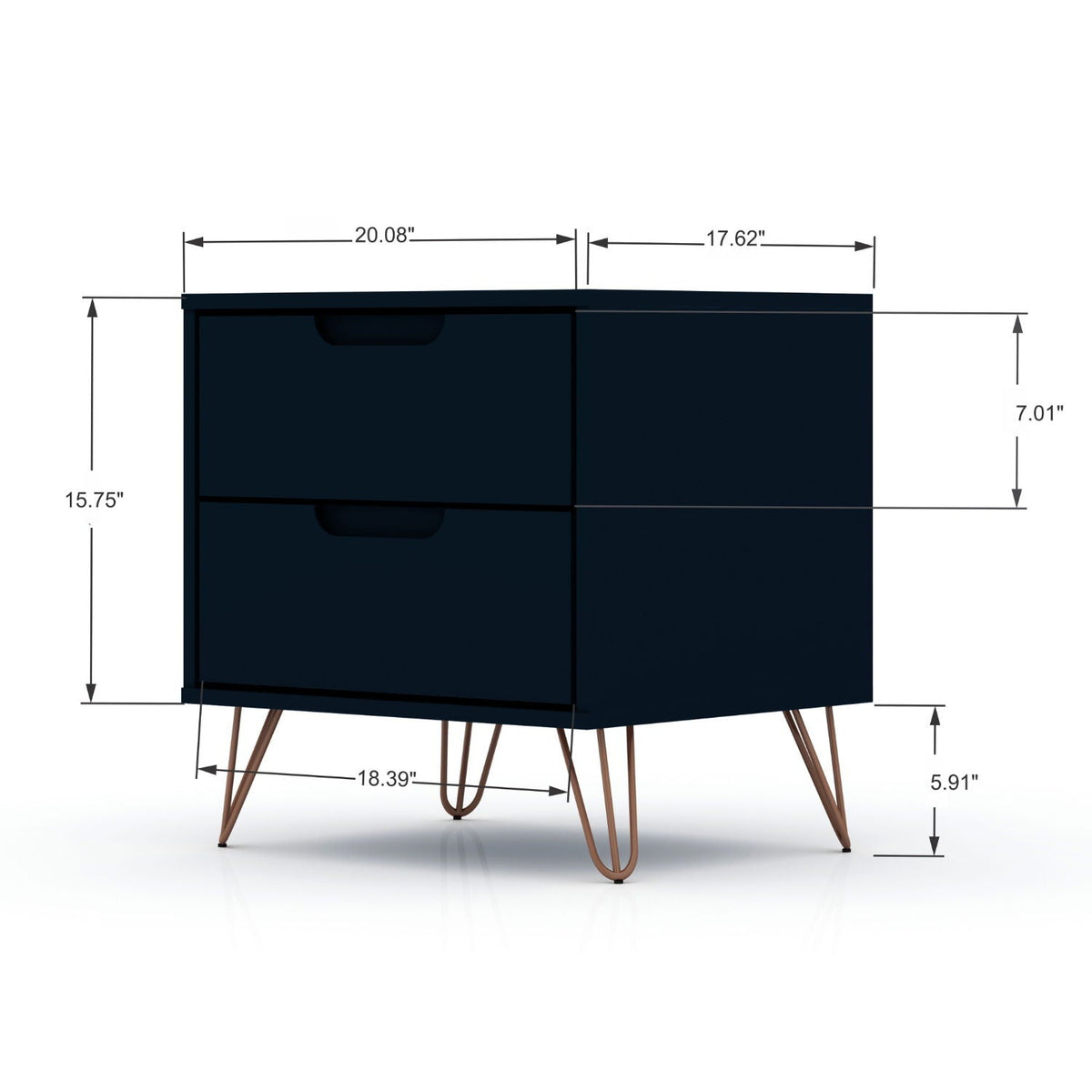 2 Drawer Nightstand with Durable Splayed Legs - Multiple Colors