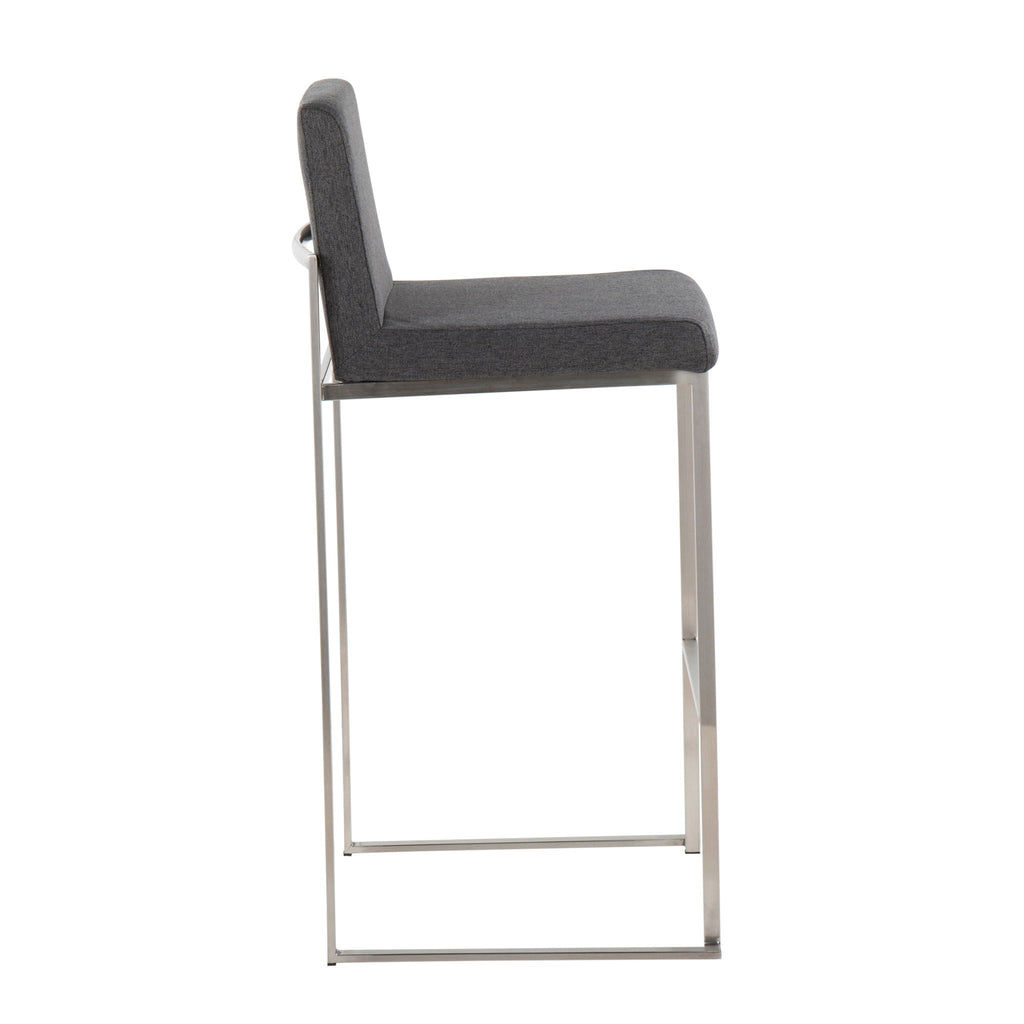 Contemporary High Back Barstool Set with Upholstered Seat – Multiple Colors