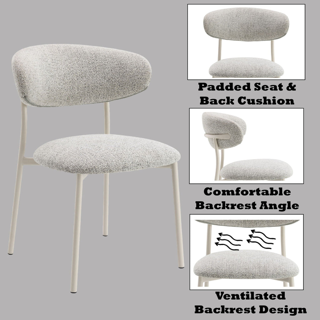 Fabric Side Chair Set with Padded Seat - Light Gray