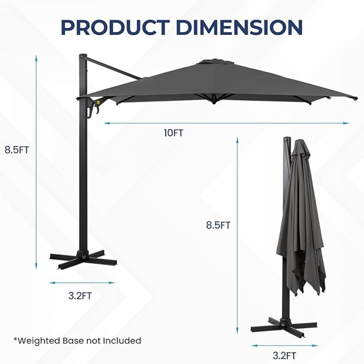 Rectangular Patio Umbrella with Crank Tilt - UV-Resistant Canopy
