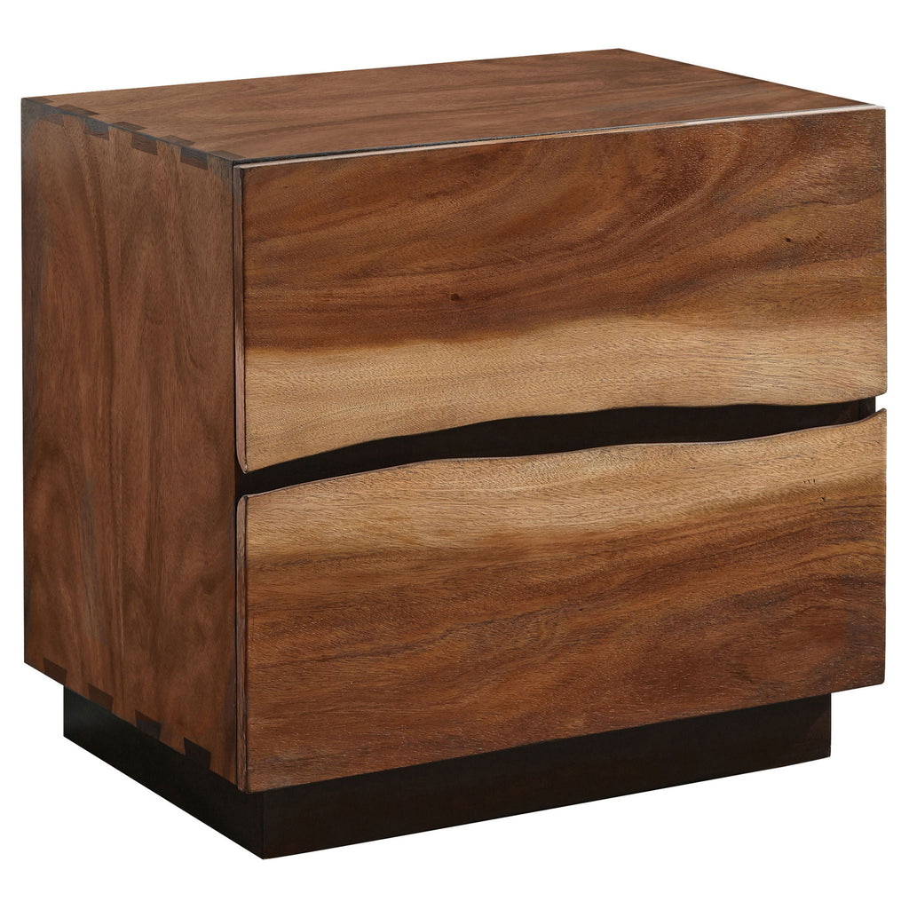 2 Drawer Nightstand with Felt-Lined Drawer - Brown