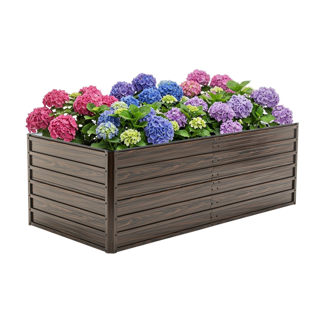Walnut Raised Metal Garden Bed Kit with Safety Edging - 74.6" x 35.4" x 25"
