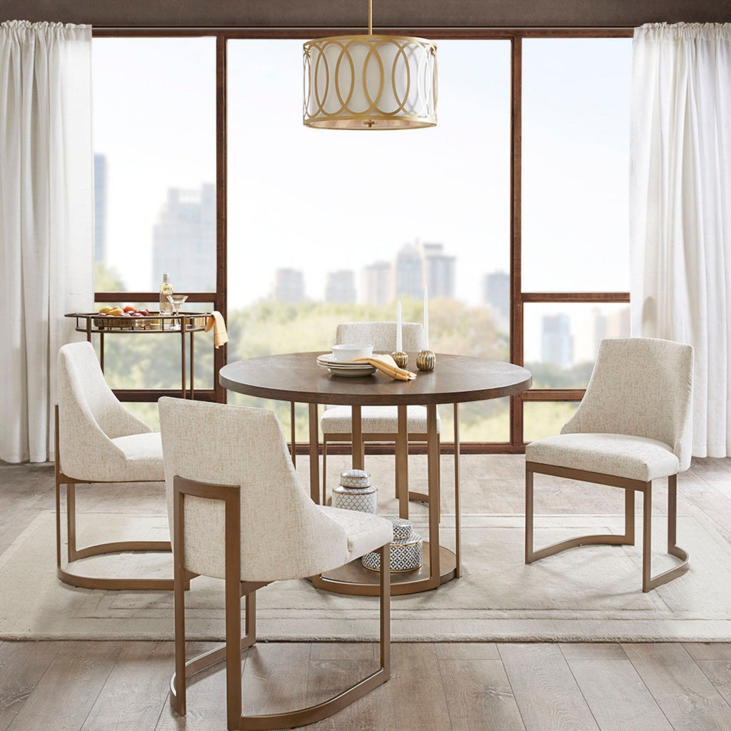 Modern Accent Dining Chairs with Upholstered Cushions – Beige or Gray
