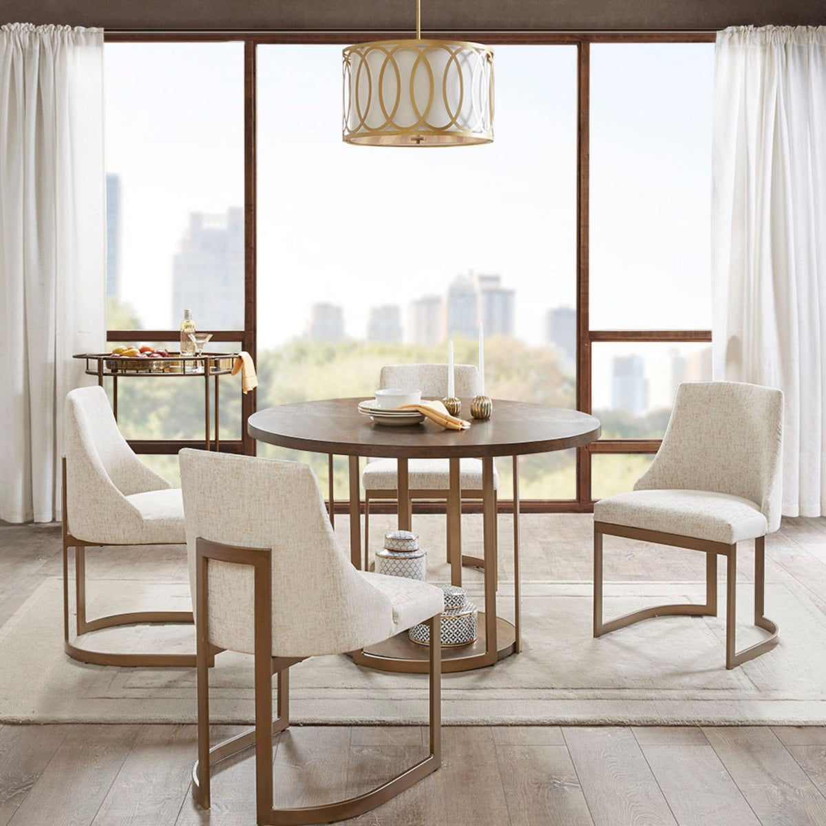 Modern Accent Dining Chairs with Upholstered Cushions – Beige or Gray