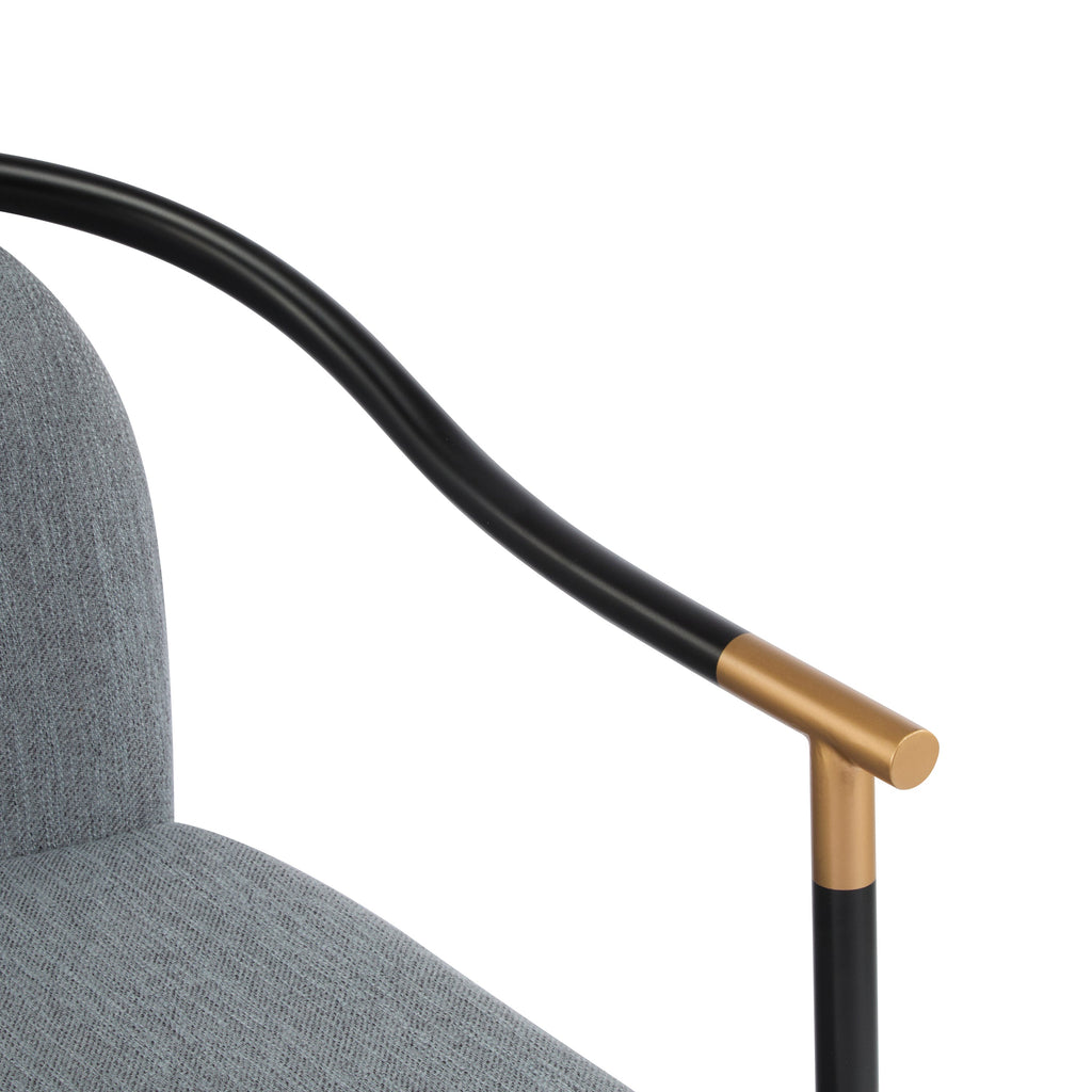 Modern Upholstered Dining Chair Set with Metal Armrests - Black