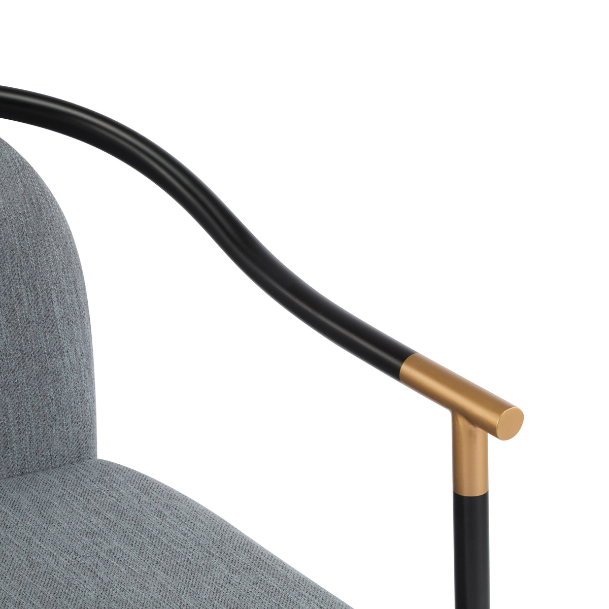 Modern Upholstered Dining Chair Set with Metal Armrests - Black
