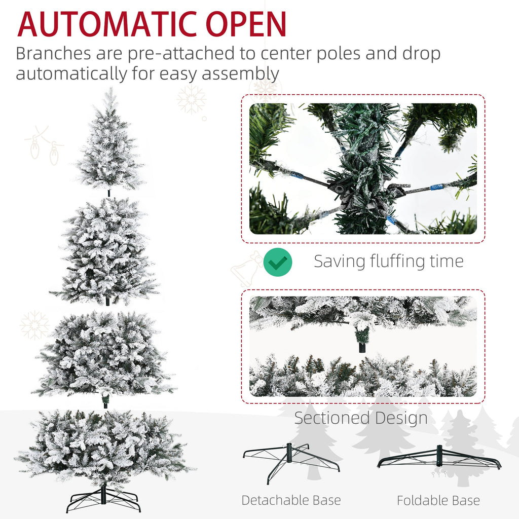 9 Foot Pine Snow Flocked Artificial Christmas Tree with Realistic Branches - White