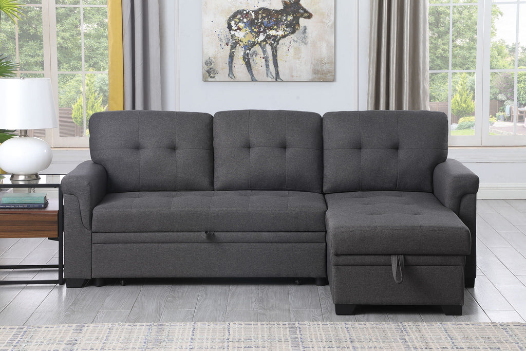 Lucca Reversible Sleeper Sectional Sofa With Storage Chaise