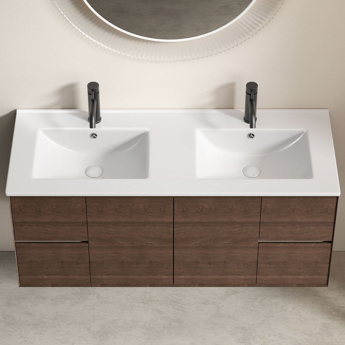 Milk White Bathroom Sink Vanity Top with Thin-Edge Design - 47.64" Wide