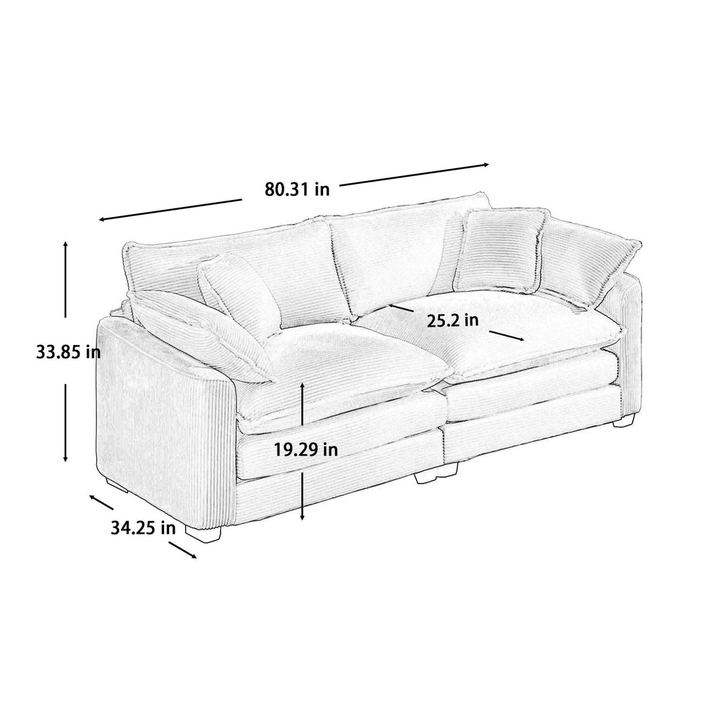 Modern Upholstered Deep Seating Loveseat with 4 Pillows - Multiple Colors