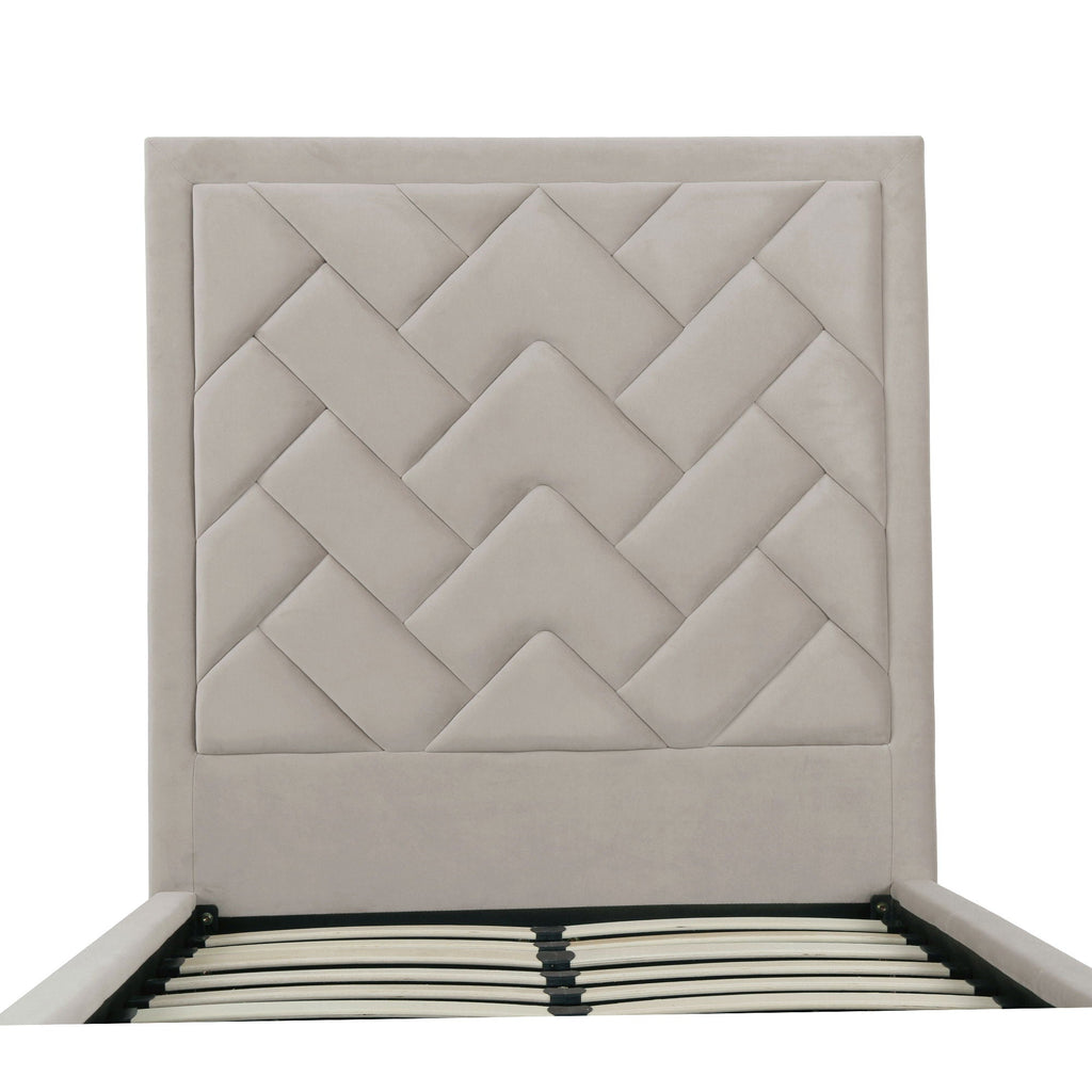 Upholstered Bed with Headboard and Slats - Multiple Colors