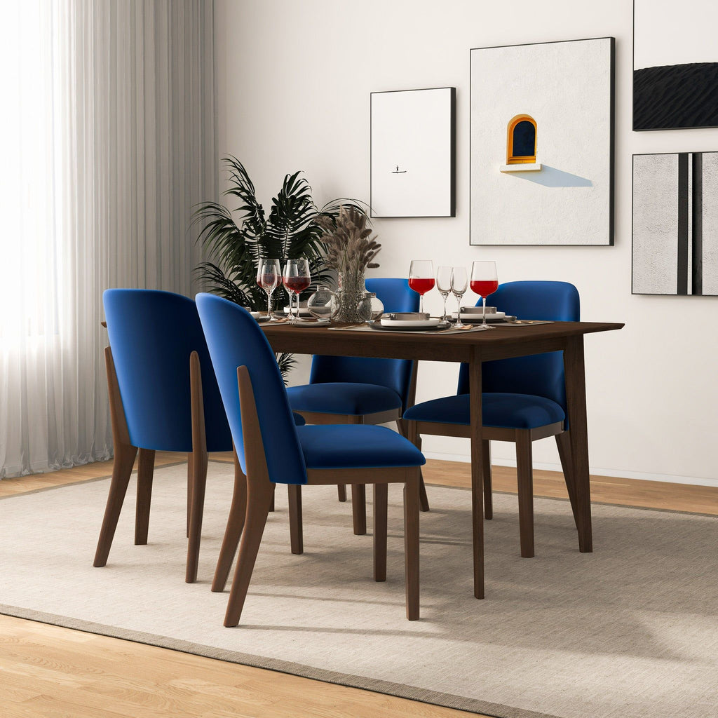 Comfort Dining Chair Set of 2 with Solid Wood Legs - Beige, Orange, Blue, Green