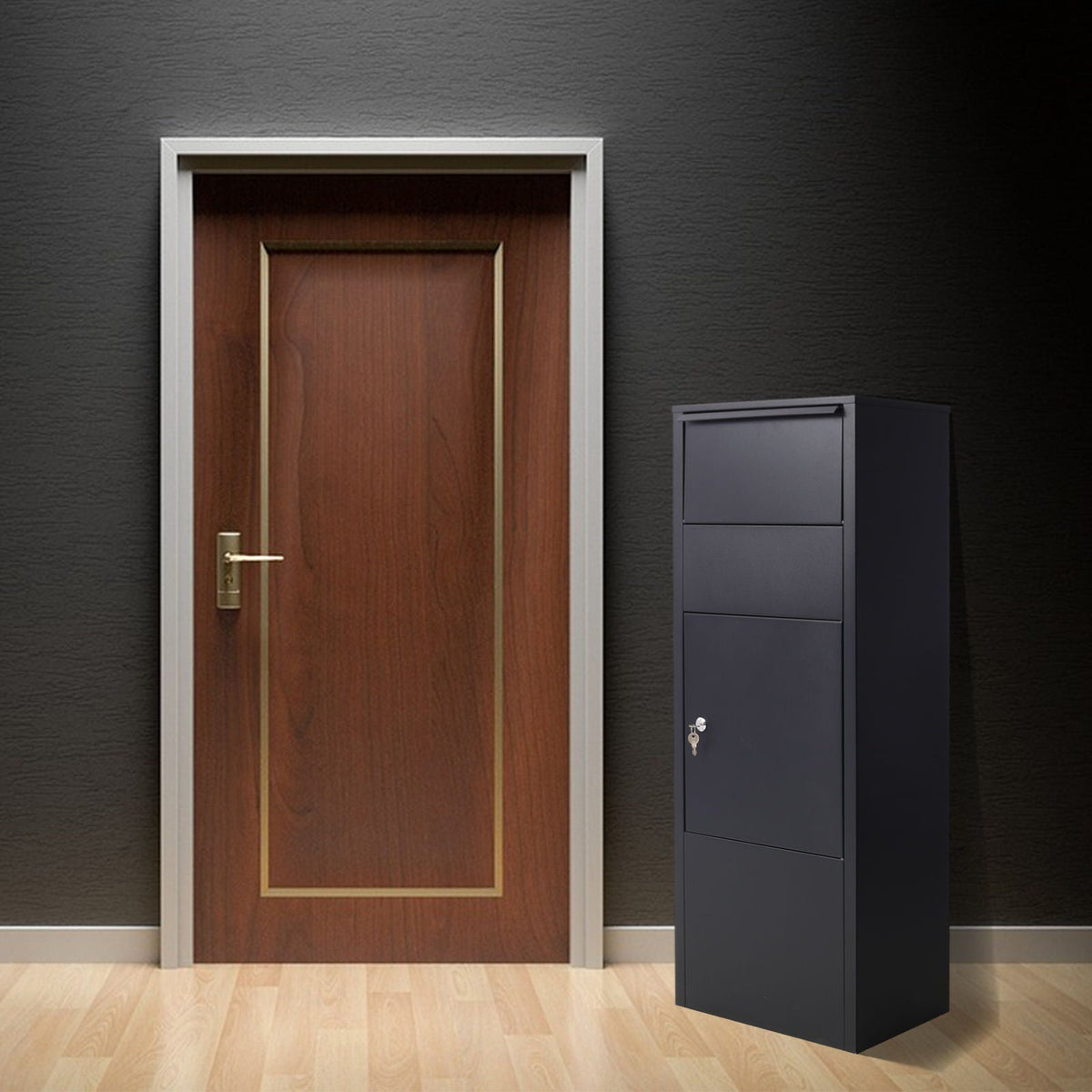 Large Package Delivery Parcel Mail Drop Box with Lockable Storage - Black