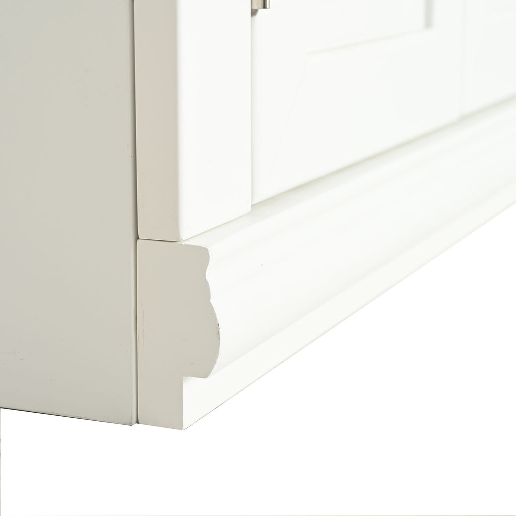 Retro Style Hutch Cabinet with Glass Door - White