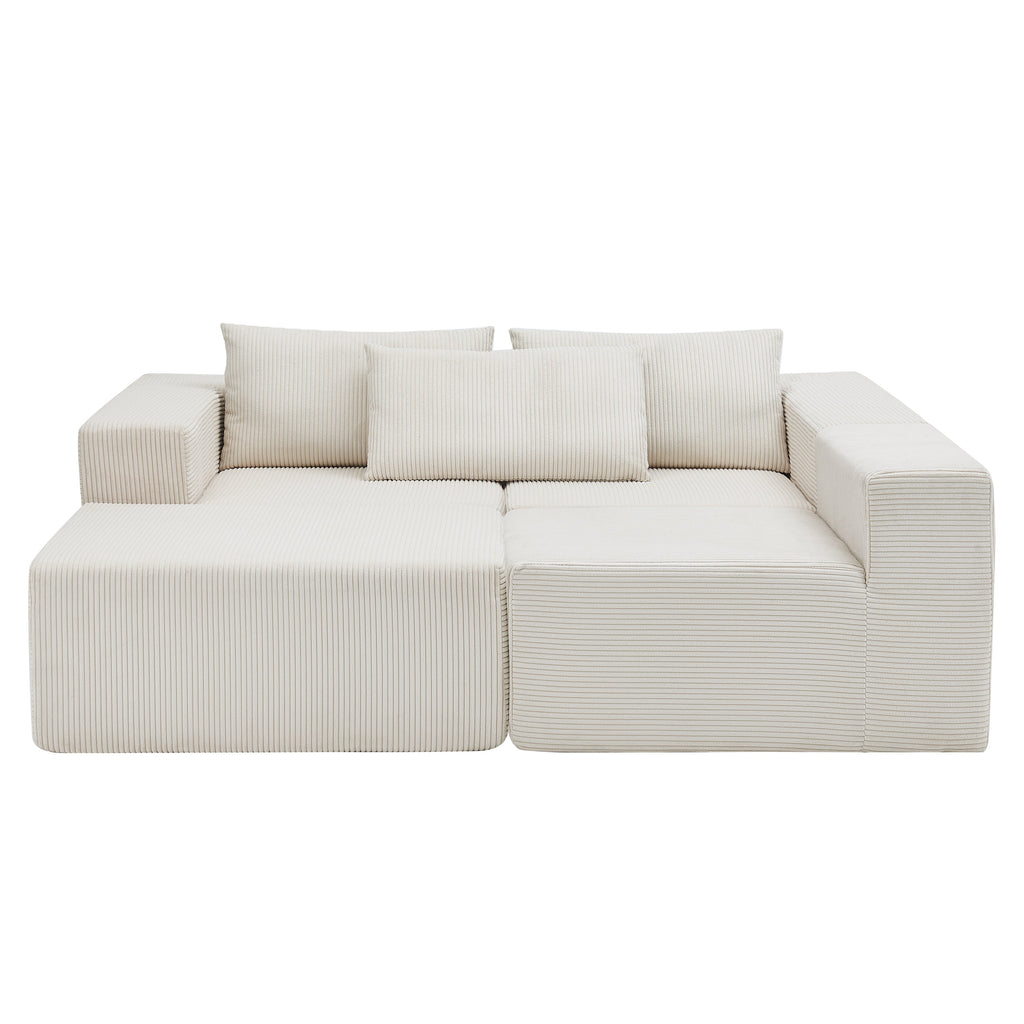107" Compressed Sectional Sofa with High-Density Cushions - Beige