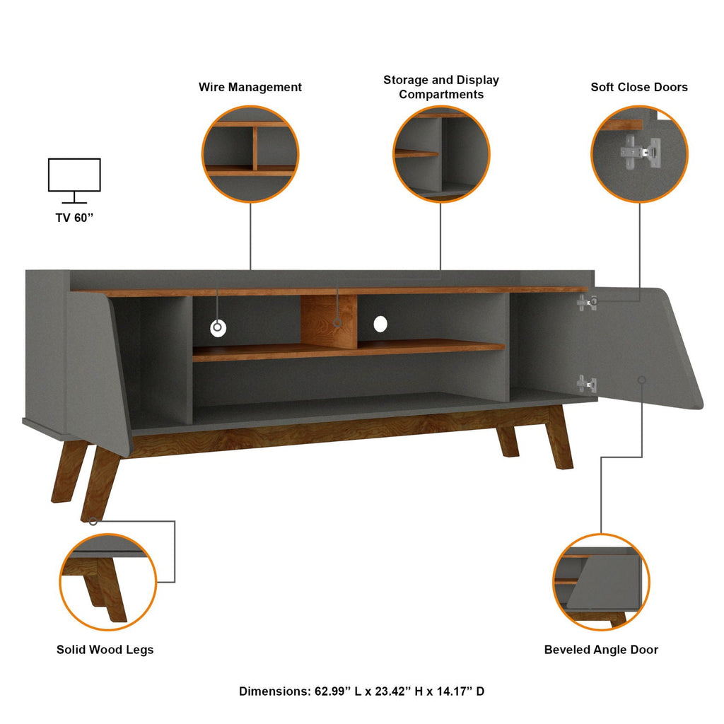 TV Stand with 5 Shelves and Soft Close Doors - Multiple Colors