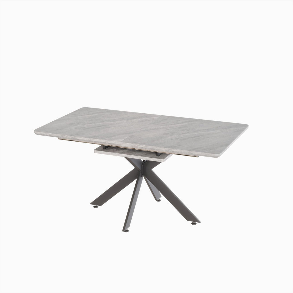 Modern Extendable Dining Table Set with Soft Padded Armless Chairs - White, Gray, or Dark Gray
