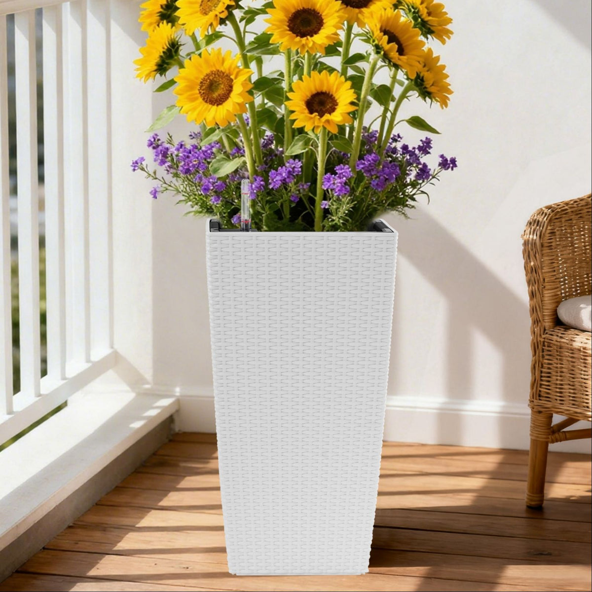 Indoor Outdoor Planter with Automatic Watering System - Dark Brown, Black, or White